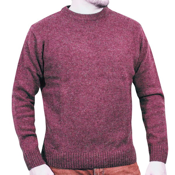 Jacksmith 100% Shetland Wool Crew Round Neck Knit Jumper Pullover Mens Sweater Knitted Burgundy (97) Xl Jumpers
