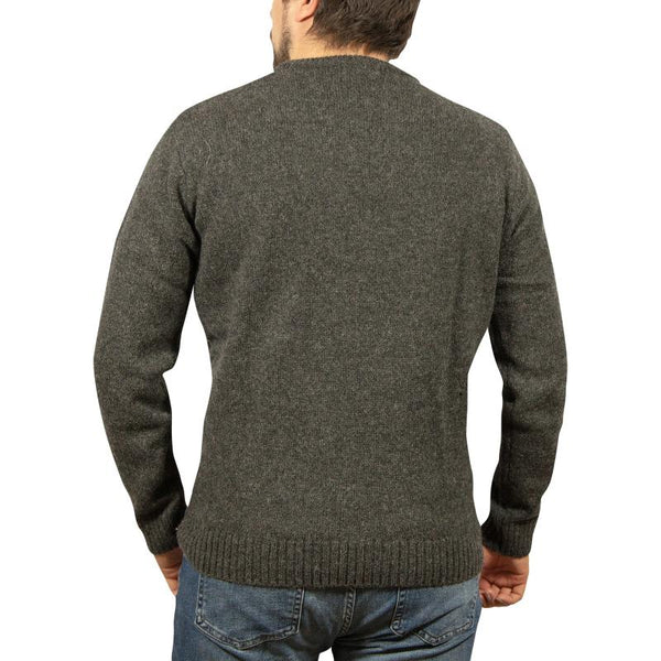 100% Shetland Wool Crew Round Neck Knit Jumper Pullover Mens Sweater Knitted Charcoal (29) Casual Shirts