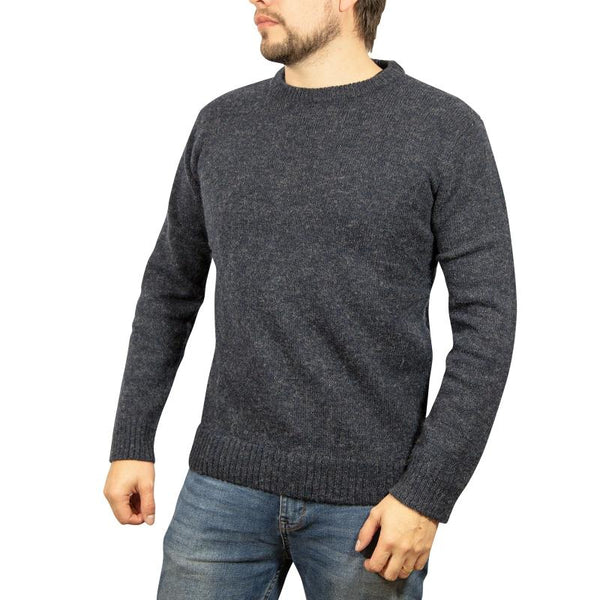 Jacksmith 100% Shetland Wool Crew Round Neck Knit Jumper Pullover Mens Sweater Knitted Navy (45) Casual Shirts