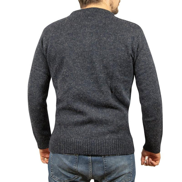Jacksmith 100% Shetland Wool Crew Round Neck Knit Jumper Pullover Mens Sweater Knitted Navy (45) Casual Shirts