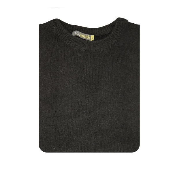 Jacksmith 100% Shetland Wool Crew Round Neck Knit Jumper Pullover Mens Sweater Knitted Plain Black Casual Shirts