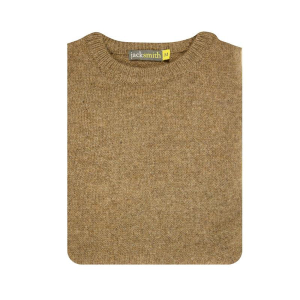 100% Shetland Wool Crew Round Neck Knit Jumper Pullover Mens Sweater Knitted Nutmeg (23) Jumpers