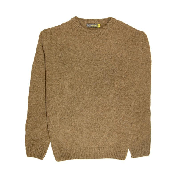 100% Shetland Wool Crew Round Neck Knit Jumper Pullover Mens Sweater Knitted Nutmeg (23) Jumpers