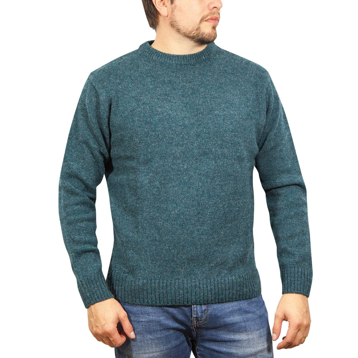 Jacksmith 100% Shetland Wool Crew Round Neck Knit Jumper Pullover Mens Sweater Knitted Sherwood (32) 5Xl Jumpers