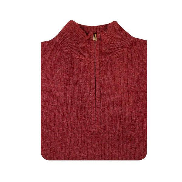 Jacksmith 100% Shetland Wool Half Zip Up Knit Jumper Pullover Mens Sweater Knitted Burgundy (97) Jumpers