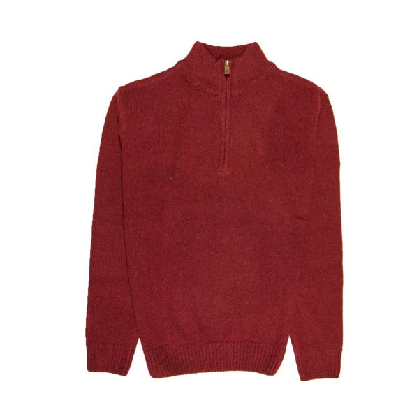 Jacksmith 100% Shetland Wool Half Zip Up Knit Jumper Pullover Mens Sweater Knitted Burgundy (97) Jumpers
