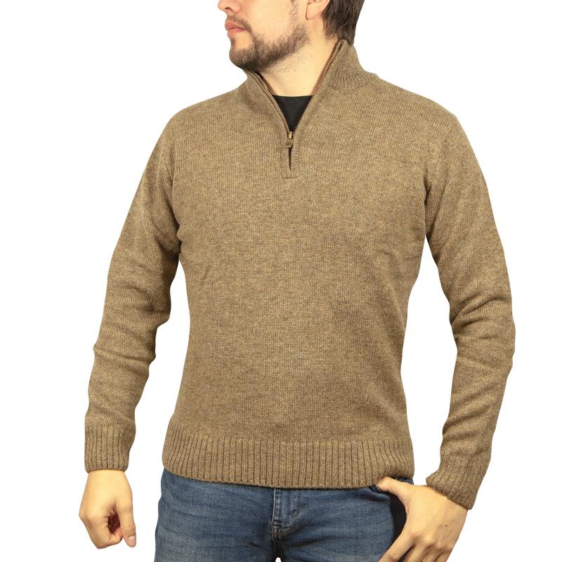 Jacksmith 100% Shetland Wool Half Zip Up Knit Jumper Pullover Mens Sweater Knitted Nutmeg (23) Jumpers