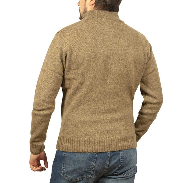 Jacksmith 100% Shetland Wool Half Zip Up Knit Jumper Pullover Mens Sweater Knitted Nutmeg (23) Jumpers