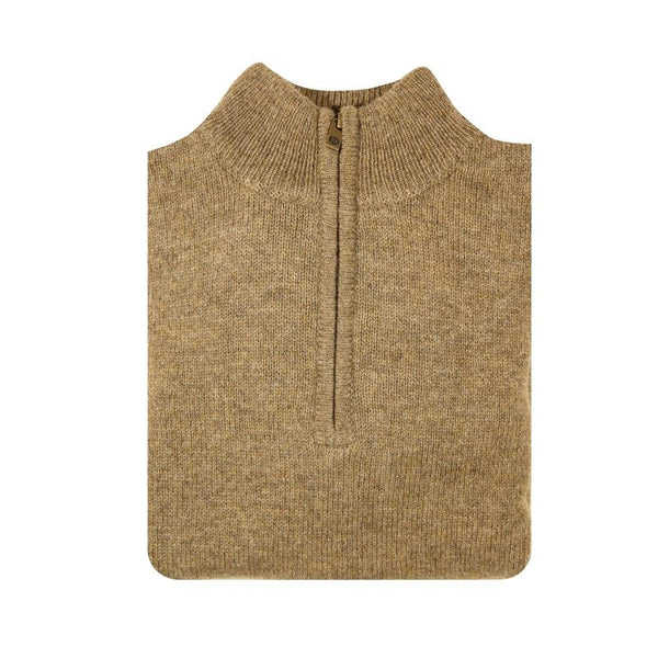 Jacksmith 100% Shetland Wool Half Zip Up Knit Jumper Pullover Mens Sweater Knitted Nutmeg (23) Jumpers