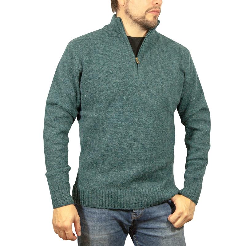 Jacksmith 100% Shetland Wool Half Zip Up Knit Jumper Pullover Mens Sweater Knitted Sherwood (32) Jumpers
