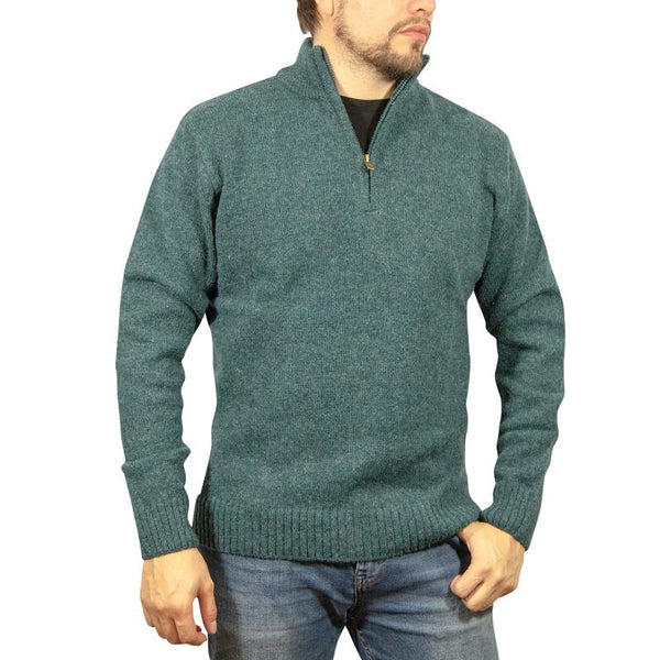 Jacksmith 100% Shetland Wool Half Zip Up Knit Jumper Pullover Mens Sweater Knitted Sherwood (32) Jumpers