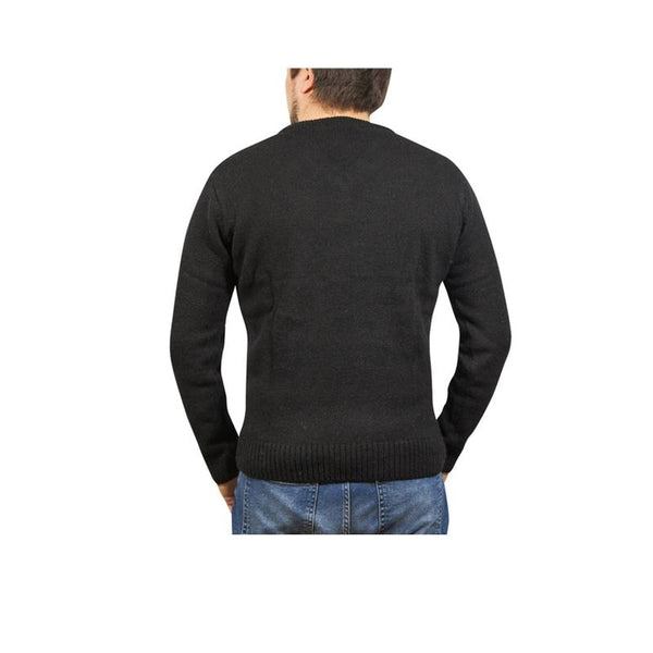 Jacksmith 100% Shetland Wool V Neck Knit Jumper Pullover Mens Sweater Knitted Plain Black Jumpers