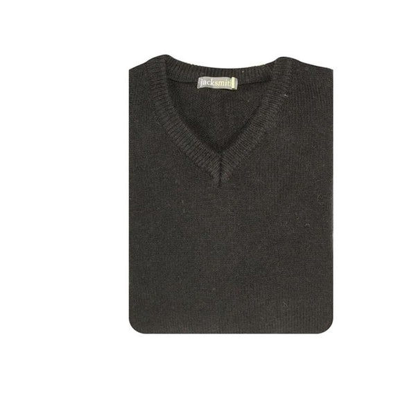 Jacksmith 100% Shetland Wool V Neck Knit Jumper Pullover Mens Sweater Knitted Plain Black Jumpers
