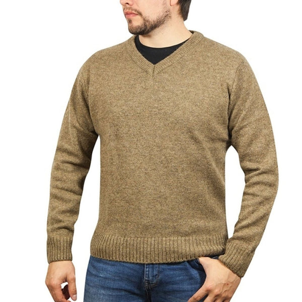 Jacksmith 100% Shetland Wool V Neck Knit Jumper Pullover Mens Sweater Knitted Nutmeg (23) 3Xl Jumpers