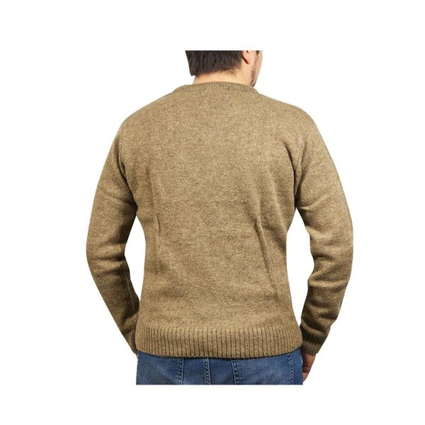 Jacksmith 100% Shetland Wool V Neck Knit Jumper Pullover Mens Sweater Knitted Nutmeg (23) Jumpers