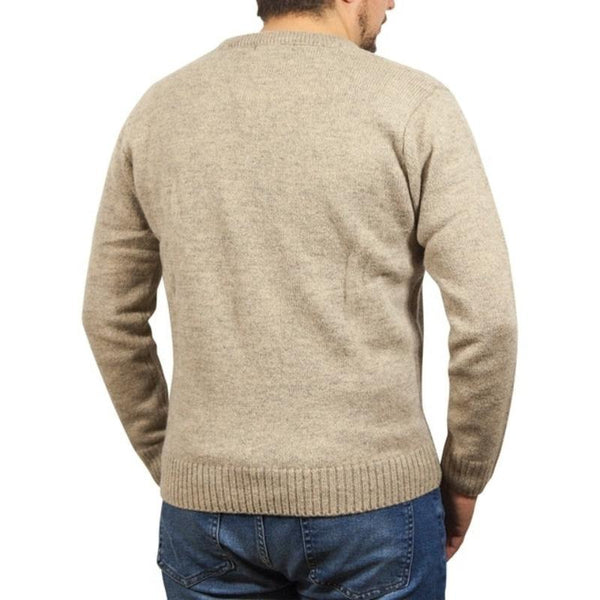 Jacksmith 100% Shetland Wool V Neck Knit Jumper Pullover Mens Sweater Knitted Oat Marle (03) L Jumpers