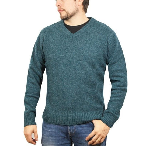Jacksmith 100% Shetland Wool V Neck Knit Jumper Pullover Mens Sweater Knitted Sherwood (32) Jumpers