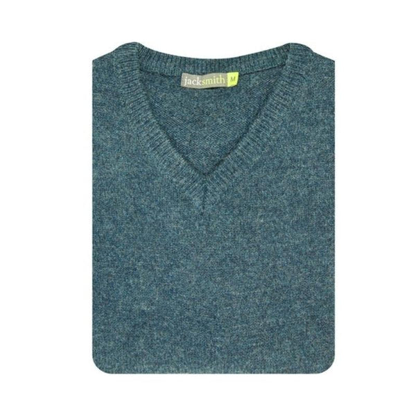 Jacksmith 100% Shetland Wool V Neck Knit Jumper Pullover Mens Sweater Knitted Sherwood (32) Jumpers