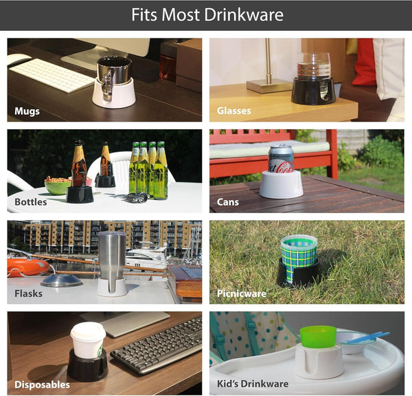 Table Coaster Anti Spill Drink Holder Tray Couch Seat Car Office Travel White Coasters