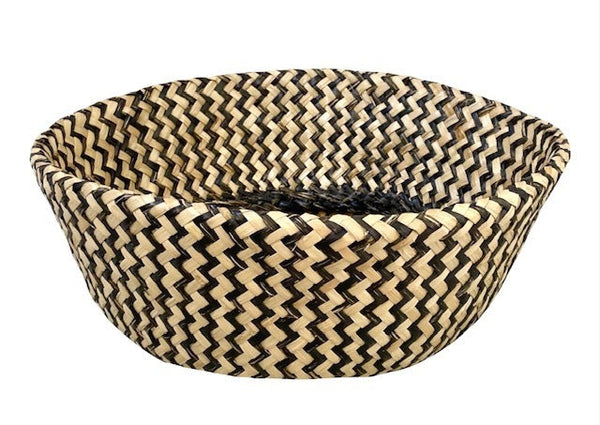 Br Home 2X Round Belly Seagrass Storage Basket Natural Straw Folding Chevron Black/Natural Baskets