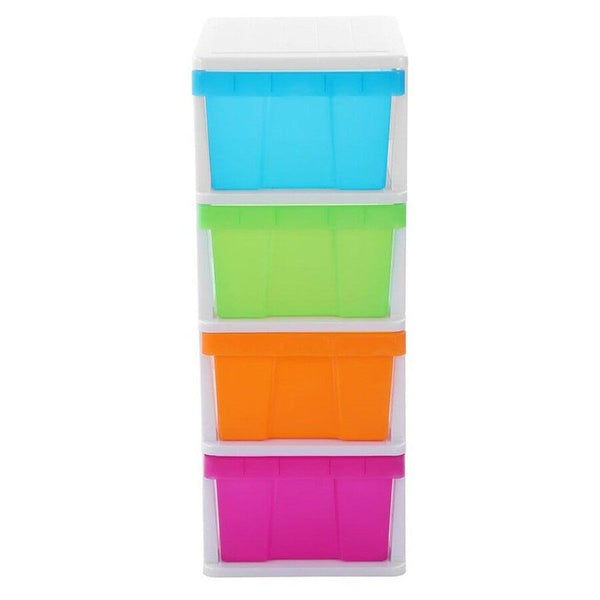 Br Home Mega 4 Tier Drawer Storage Organiser Plastic Level Office Box Cabinet In Coloured Storage Boxes
