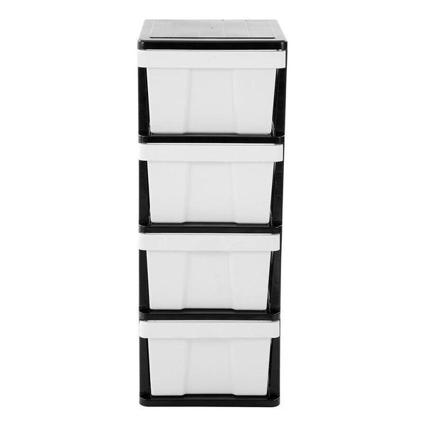 Br Home Mega 4 Tier Drawer Storage Organiser Plastic Level Office Box Cabinet Black/White Storage Boxes
