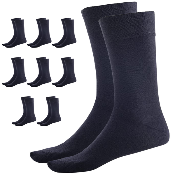 Br Apparel 9 Pairs Bamboo Crew Natural Eco Healthy Enviro Unisex Work Business Bulk Navy Socks
