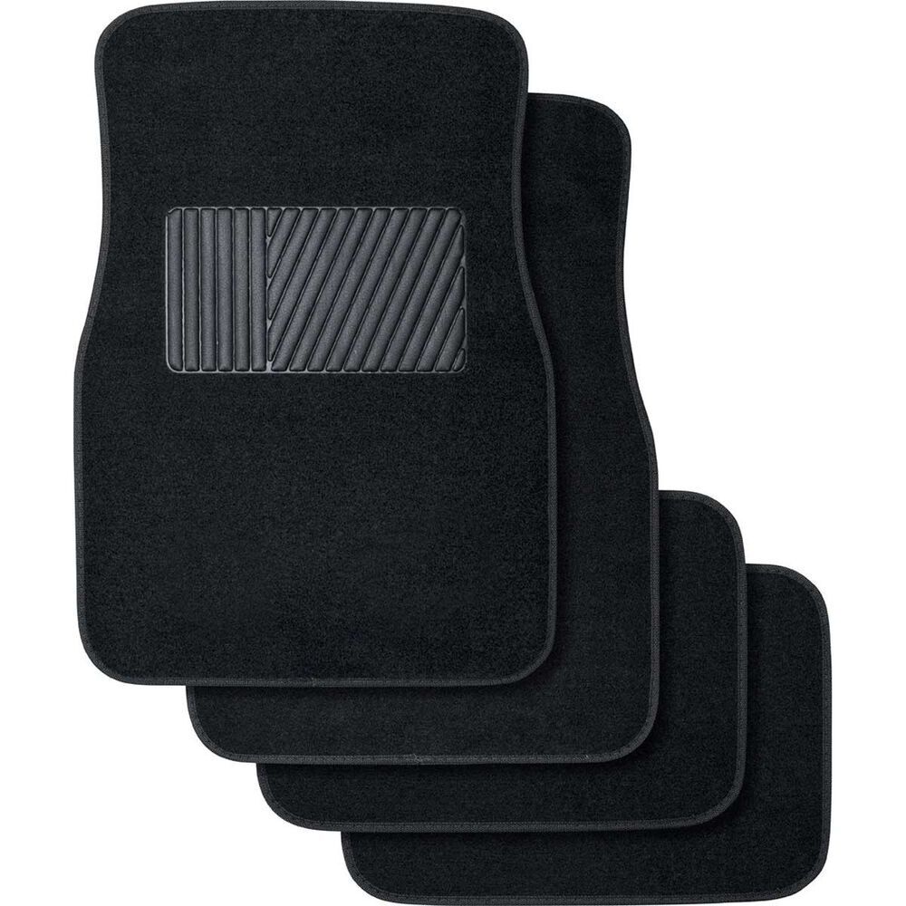 Br Pets 4Pcs Car Floor Mats Front & Rear Rubber Carpet Set Universal Fit Heavy Duty Black Floor Mats Carpets