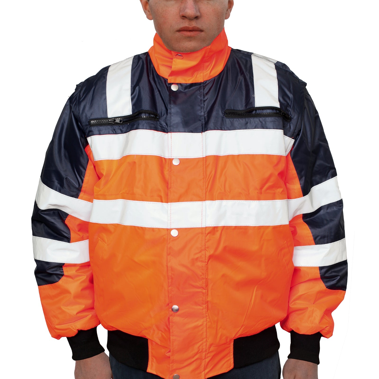 Br Safety 3 In 1 Hi Vis Waterproof Reflective Bomber Jacket Xxl Orange Navy Coats Jackets & Vests