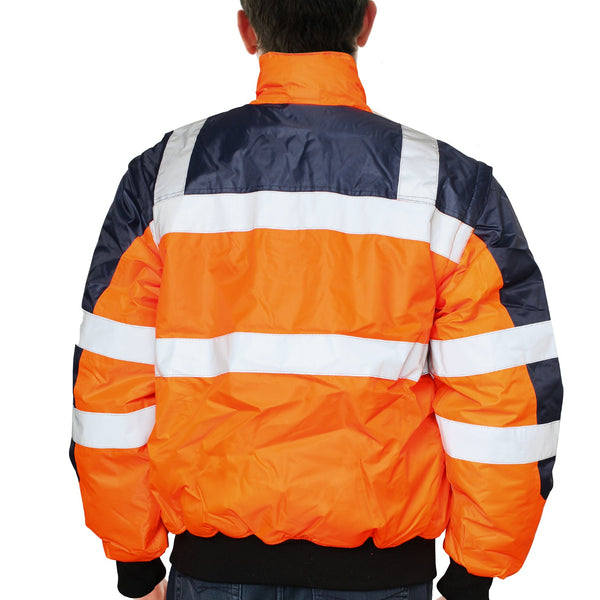 Br Safety 3 In 1 Hi Vis Waterproof Reflective Bomber Jacket Xxl Orange Navy Coats Jackets & Vests
