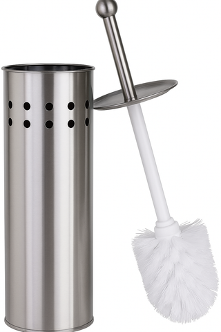 Toilet Brush Holder Metal Stainless Steel Bathroom Set Handle Round Cover Clean Toilet Brushes & Holders