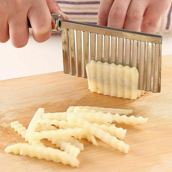 Large Ripple Jelly Knife Stainless Steel Blade Potato Crinkle Wavy Cutter Slicer Peelers & Slicers
