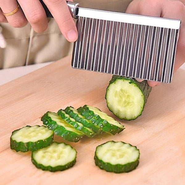 Large Ripple Jelly Knife Stainless Steel Blade Potato Crinkle Wavy Cutter Slicer Peelers & Slicers
