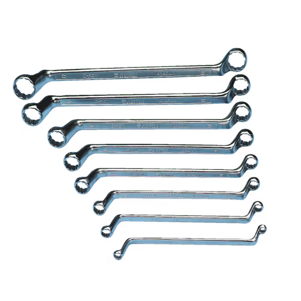 Wurth Double End Box Wrench Set Deep Offset 8 Piece Metric Powerdriv Bi Hex Chrome Vanadium Steel Wrench Sets