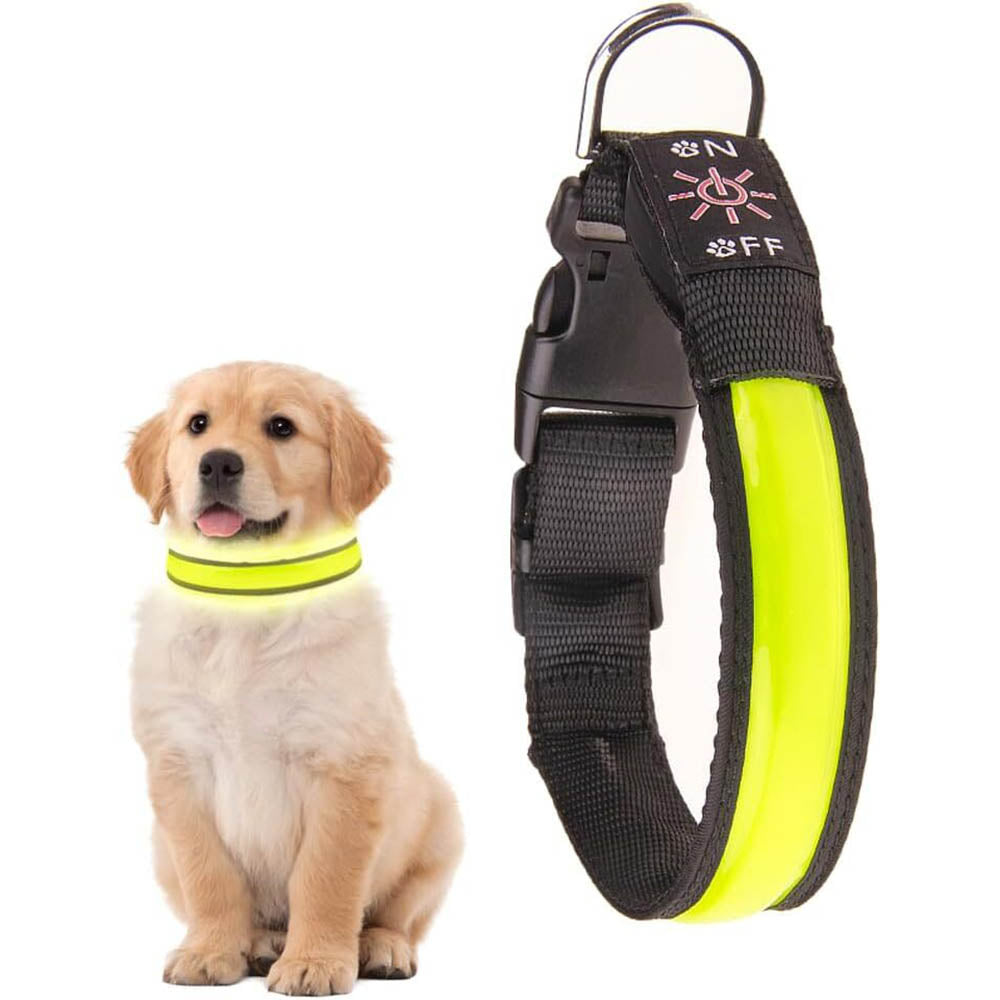 Living Today Led Dog Cat Collar Usb Rechargeable Nylon Glow Flashing Light Up Safety Puppy Dog Collars