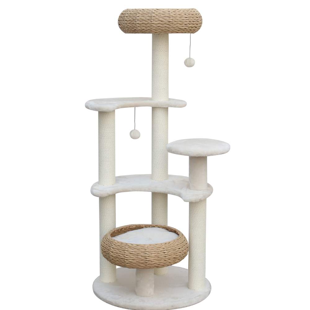 Furniture & Scratchers Modern Pets 5 Platform Plush And Wicker Cat Tree