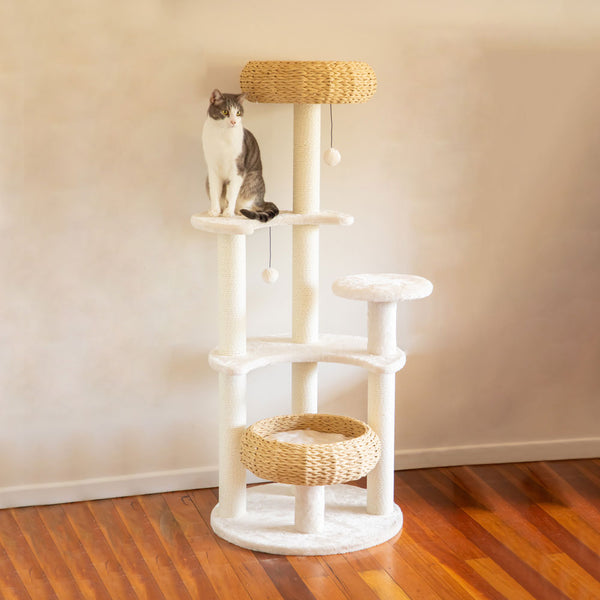 Furniture & Scratchers Modern Pets 5 Platform Plush And Wicker Cat Tree