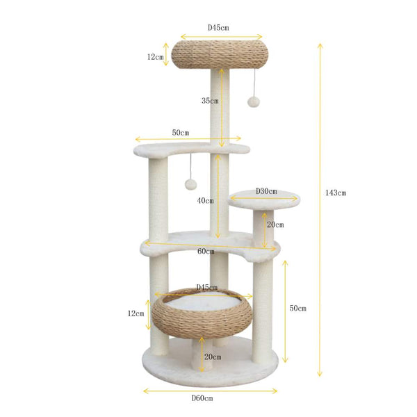 Furniture & Scratchers Modern Pets 5 Platform Plush And Wicker Cat Tree