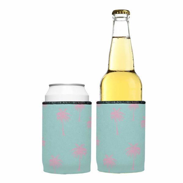Palm Trees Pink Aqua Stubby Cooler 2 Pack Ice Chests & Coolers
