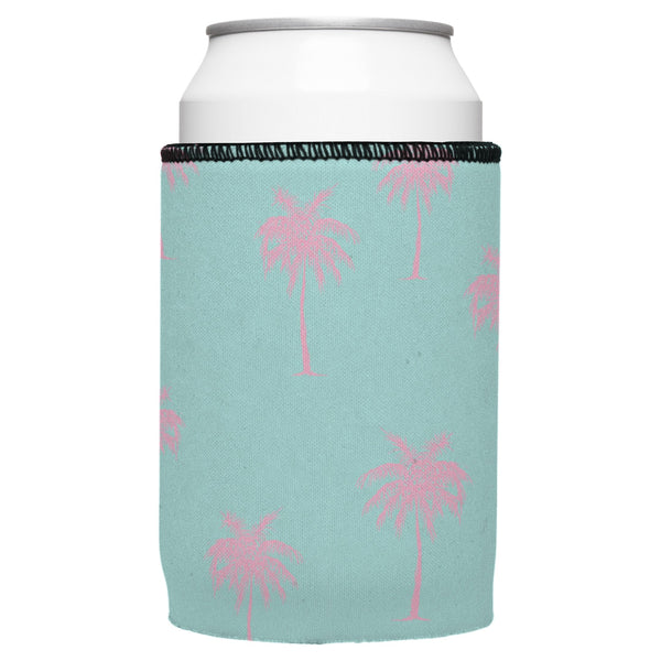 Palm Trees Pink Aqua Stubby Cooler Ice Chests & Coolers
