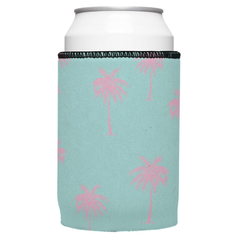 Palm Trees Pink Aqua Stubby Cooler Ice Chests & Coolers