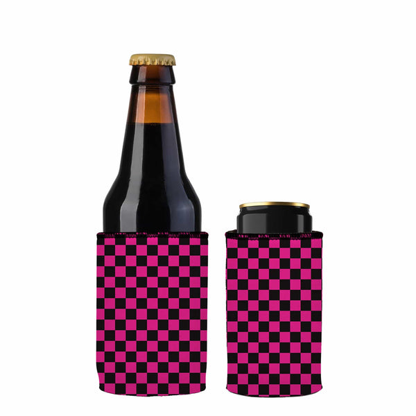 Pink Checkerboard Stubby Cooler 2 Pack Ice Chests & Coolers