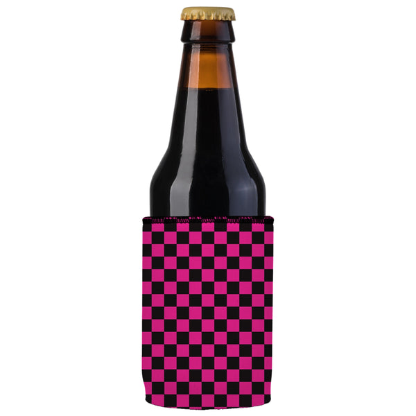 Pink Checkerboard Stubby Cooler 2 Pack Ice Chests & Coolers
