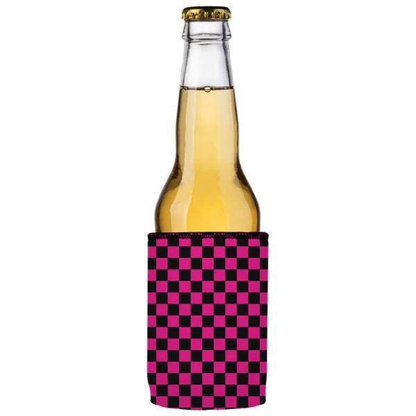 Pink Checkerboard Stubby Cooler Ice Chests & Coolers