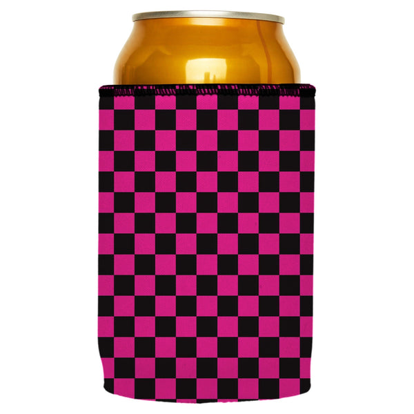 Pink Checkerboard Stubby Cooler Ice Chests & Coolers