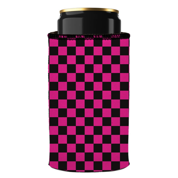 Pink Checkerboard Stubby Cooler Ice Chests & Coolers