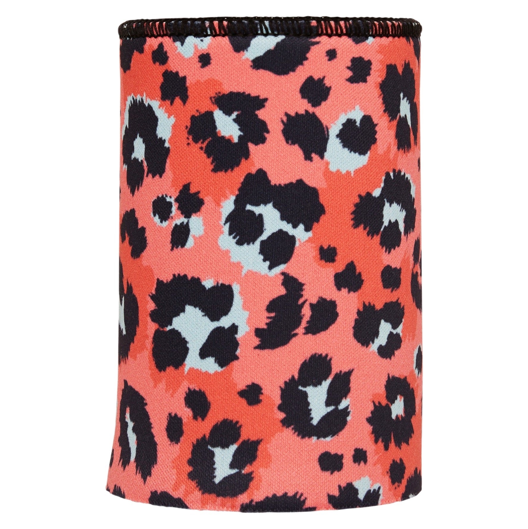 Coral Leopard Print Stubby Cooler Ice Chests & Coolers