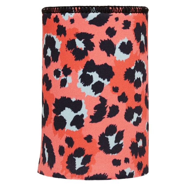 Coral Leopard Print Stubby Cooler Ice Chests & Coolers