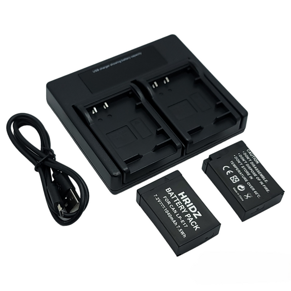Hridz Lp E17 Batteries & Dual Charger For Canon Eos M6 200D 77D 750D 760D 8000D Chargers & Cradles