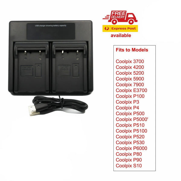 Hridz En El5 Dual Charger For Nikon Enel5 Coolpix P80 P90 P5000 P5100 P6000 P3 P4 Chargers & Cradles